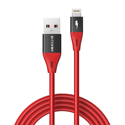 USB cable for Lightning BlitzWolf MF-10 Pro, MFI, 20W, 1.8m (red)