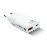 Ładowarka sieciowa everActive GaN SUPER SLIM SC-340Q z gniazdem USB QC3.0 oraz USB-C PD 20W