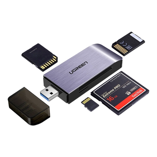 USB 4-in-1 adapter UGREEN SD + microSD card reader CM180(silver)