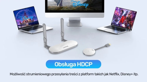 Bezprzewodowy nadajnik i odbiornik HDMI Unitek (zasięg 50m), biały