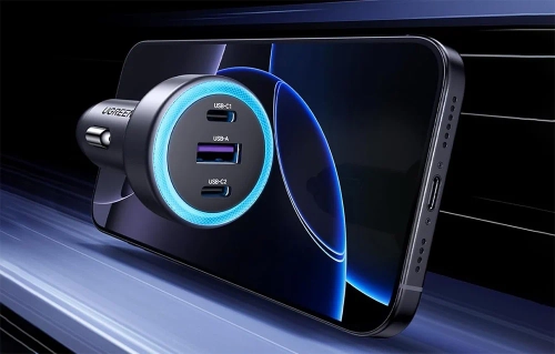 Автомобільний зарядний пристрій UGREEN EC307, USB + 2X USB-C, 30 Вт (чорний)