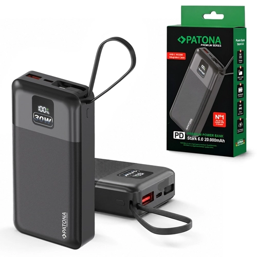Powerbank PATONA Premium Stark 6.0 PD 30W 20000mAh – z kablemUSB-C