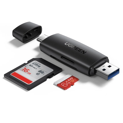 Czytnik kart SD + microSD USB + USB-C UGREEN CM304 (czarny)