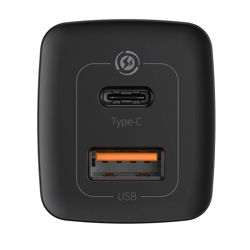Baseus GaN2 Lite Wall Charger, USB + USB-C, 65W, EU (Black)