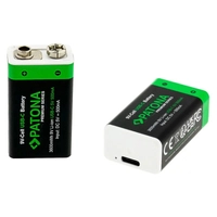 2x PATONA Premium 9V 3600mWh Rechargeable Batteries with USB-C and Cable