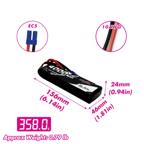 Akumulator CNHL 4000mAh 11.1V 3S 65C (Black) EC5