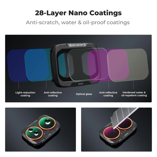 Set of 16 Black Mist 1/4+Black Mist 1/8+CPL+LPR+UV+ND/PL+ND Concept filters for the DJI Osmo Pocket 4P camera