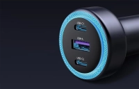 UGREEN EC307 car charger, USB + 2X USB-C, 30W (black)