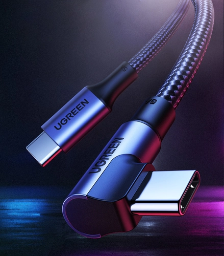 USB-C to USB-C cable, angled UGREEN US334 5A, PD 100W, 2m (black)