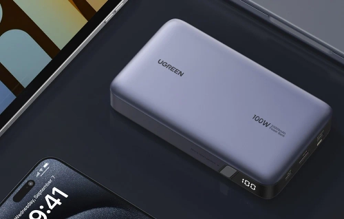 Powerbank 20000mAh Ugreen PB720, USB + 2x USB-C, 100W PD (szary)
