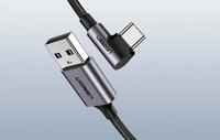 UGREEN US284 3A Quick Charge 3.0 Angled USB to USB-C Cable 1m (Black)