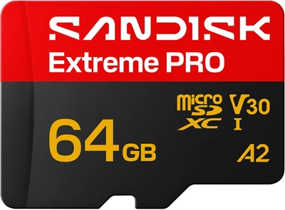 SanDisk Extreme PRO 64GB 200/90MB/s 5K microSDXC A2 C10 V30 UHS-I U3 NEW