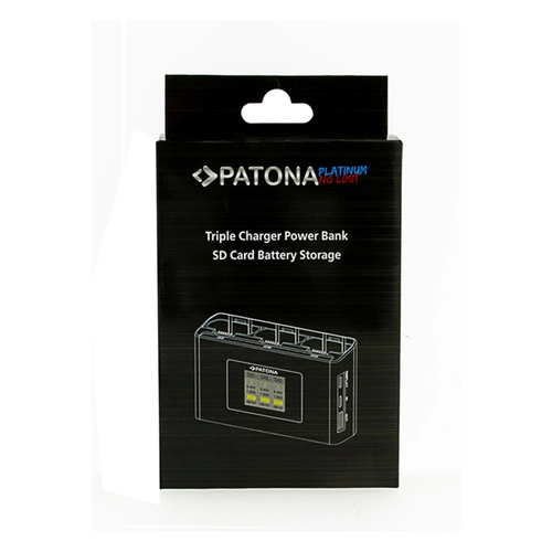 Потрійний зарядний пристрій PATONA Platinum BC-JMI2B для DJI Mini 2 / Mavic Mini з функцією зовнішнього акумулятора