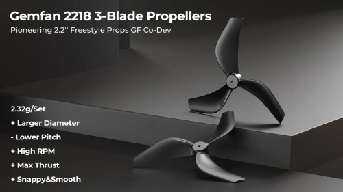 Gemfan 2218 3-blade propellers (1.5 mm shaft) black