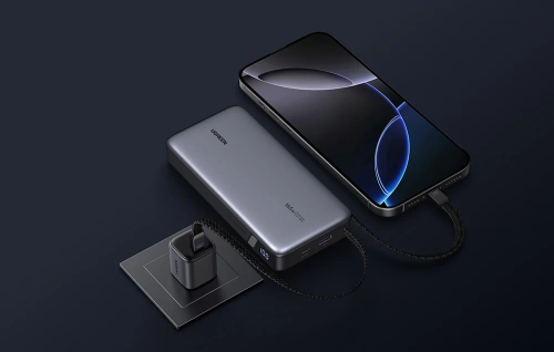 Powerbank 25000mAh Ugreen PB552, 165W, USB + USB-C, wbudowany kabel (szary)