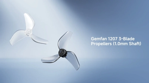 Śmigła Gemfan 1207 3-łopatkowe, wał 1.0mm - przezroczyste | seria Air65 II (4szt)