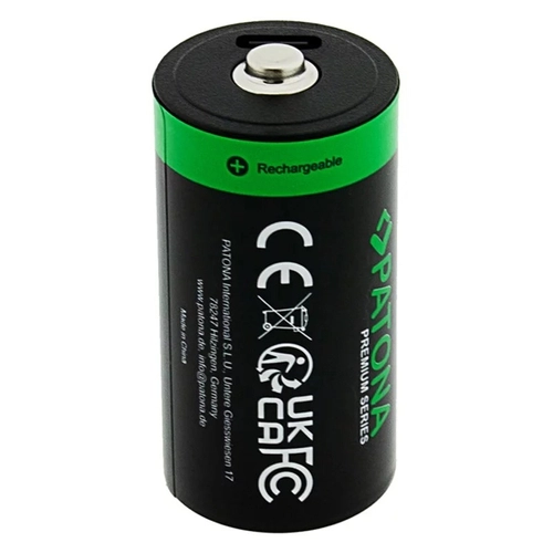 2 PATONA Premium LR14 Rechargeable Batteries with USB-C and a USB-C Cable