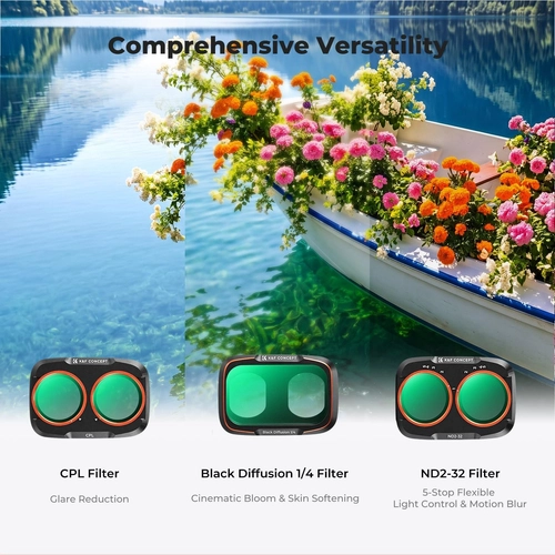 Set of 3 filters: CPL + Black Mist 1/4 + ND2-32 K&F; Concept for the Pocket 4p camera