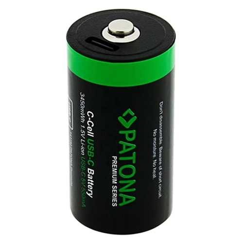 2 PATONA Premium LR14 Rechargeable Batteries with USB-C and a USB-C Cable