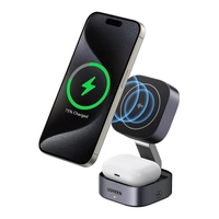 Індуктивний зарядний пристрій Qi2 2в1 Ugreen W702 для Iphone, AirPods, 15 Вт (сірий)