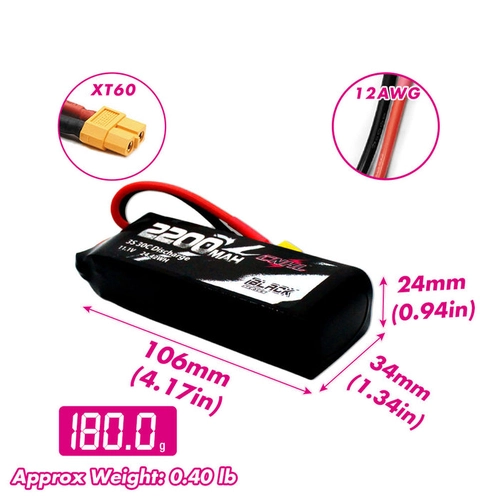 Akumulator CNHL 2200mAh 11.1V 3S 30C (Black) XT60