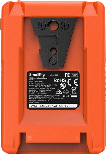 SmallRig 4871 Акумулятор V-Mount Mini VB50 (помаранчевий)