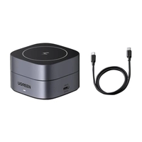 Qi 2-in-1 inductive charger Ugreen W256 for iPhone, AirPods, 20W (black) + USB-C to USB-C cable 1m