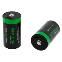 PATONA Premium — 2 акумулятори LR20 Mono D з USB-C та кабелем USB-C (1 до 2)